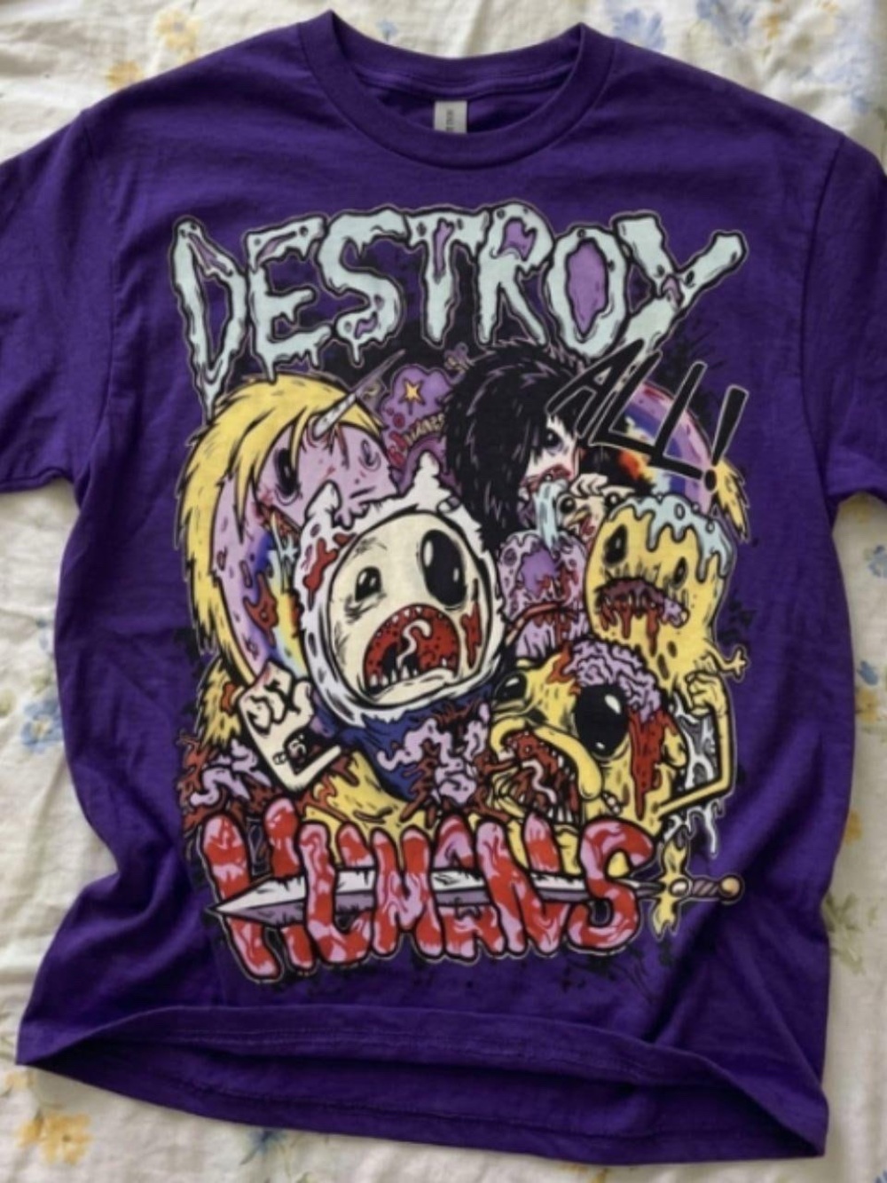 Purple Graphic 'Destroy All Elements' T-Shirt